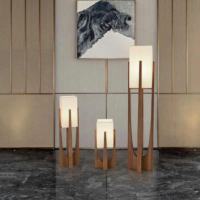 Modern Fabric Wood Standing Floor Lamp