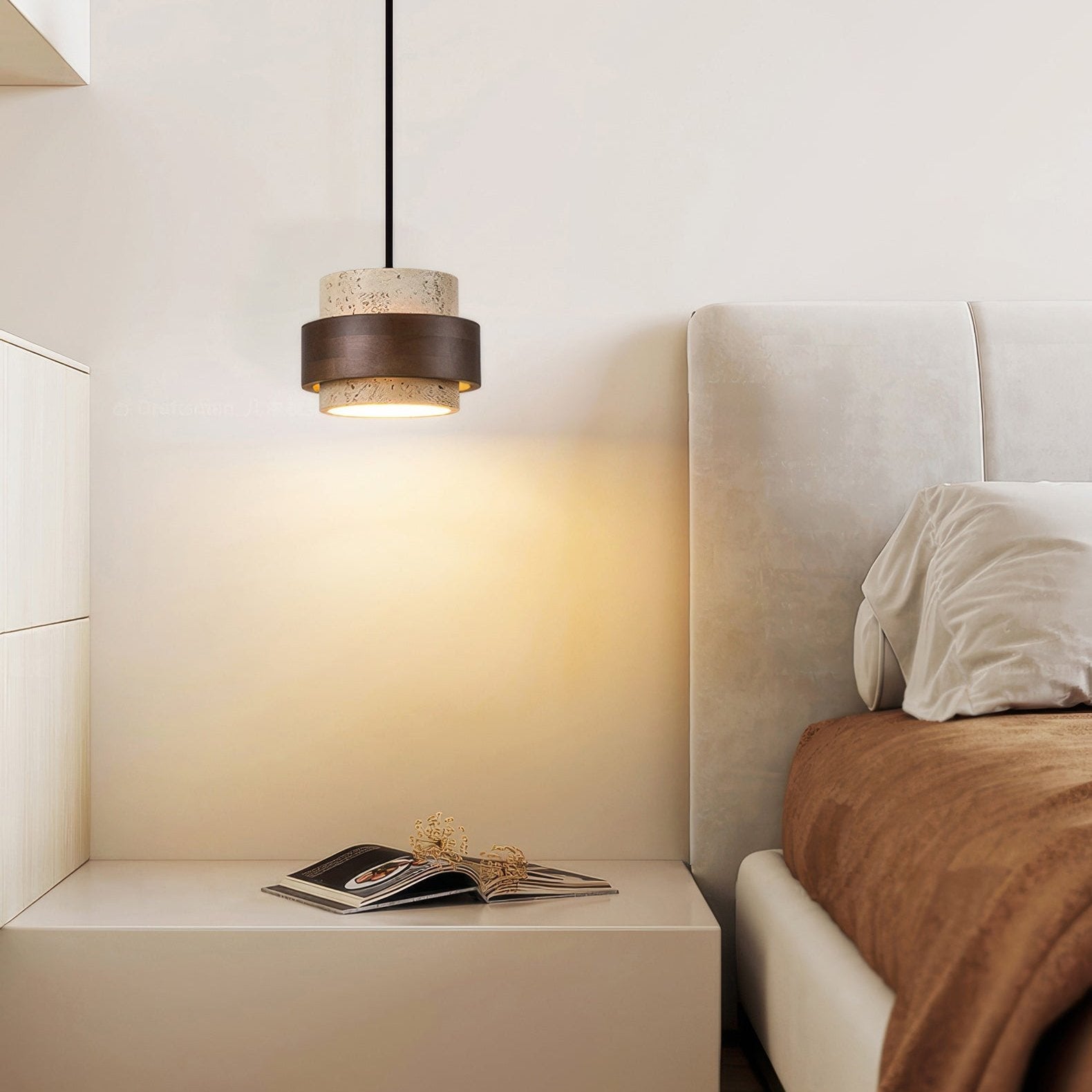 StoneGlow – Pendant Light Made of Natural Stone and Wood
