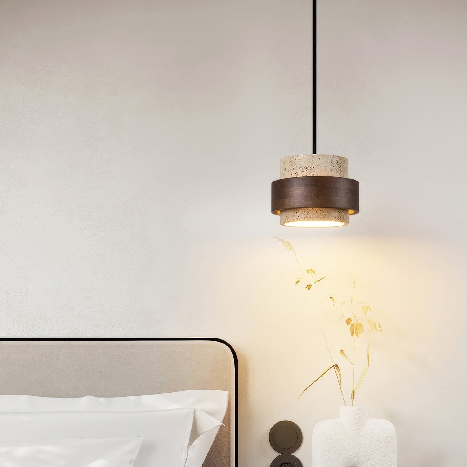 StoneGlow – Pendant Light Made of Natural Stone and Wood