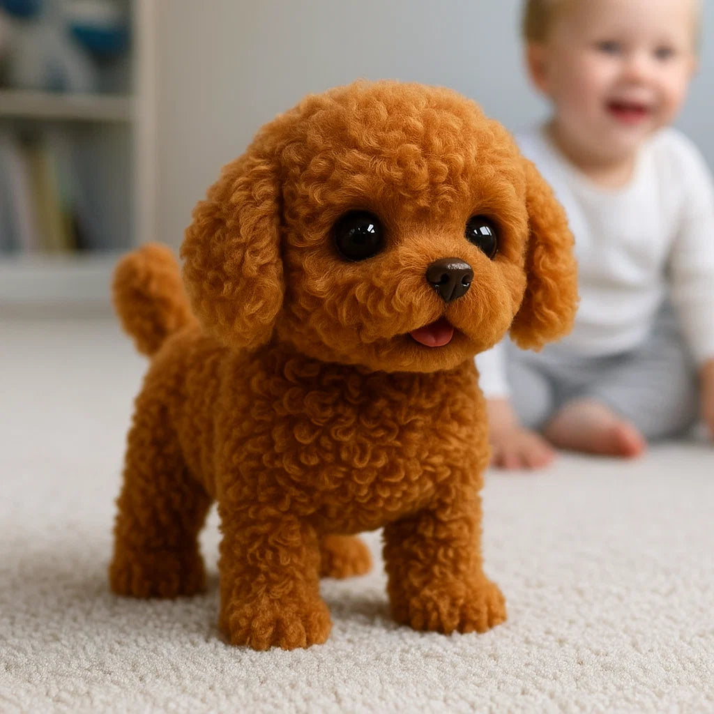 Realistic Interactive Plush Puppy Toy - Eco-Friendly, Soft Synthetic Leather, Engaging Companion for All Ages