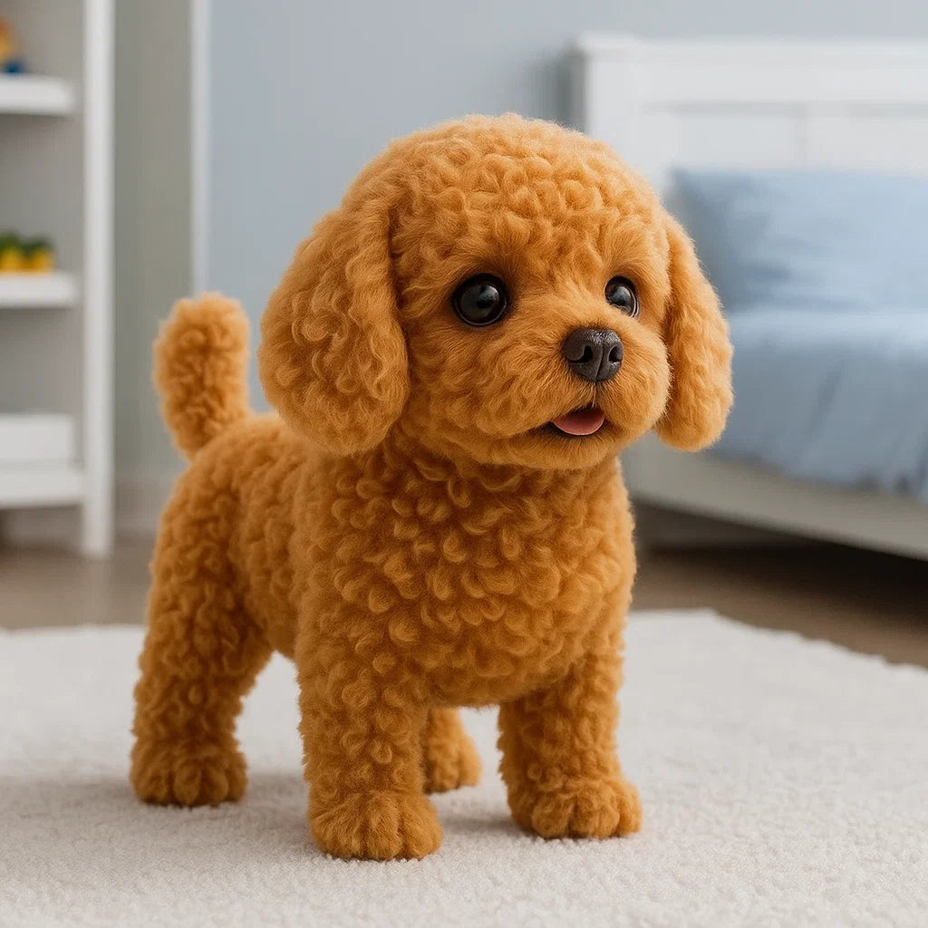 Realistic Interactive Plush Puppy Toy - Eco-Friendly, Soft Synthetic Leather, Engaging Companion for All Ages