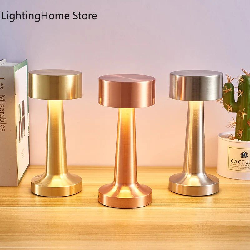 Retro LED Table Lamp - Rechargeable, Touch Sensor, Wireless Night Light for Bar & Coffee Table - Ideal for Restaurant and Living Room Decor Lighting