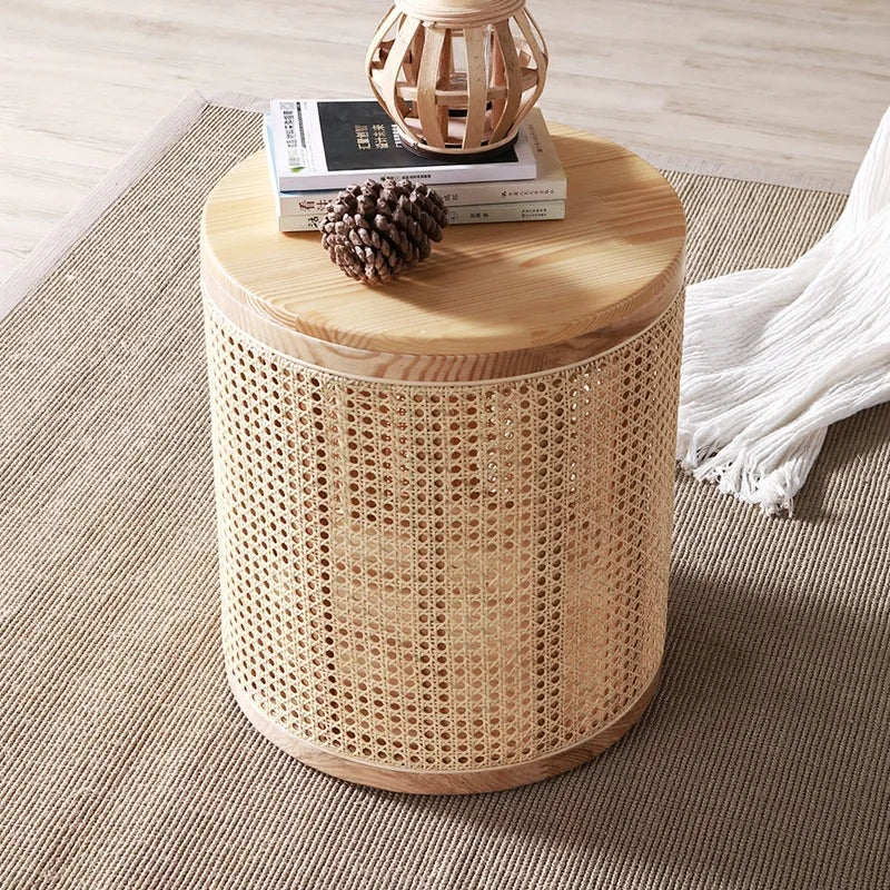 Small Wooden End Table with Storage Drawer and Open Shelf