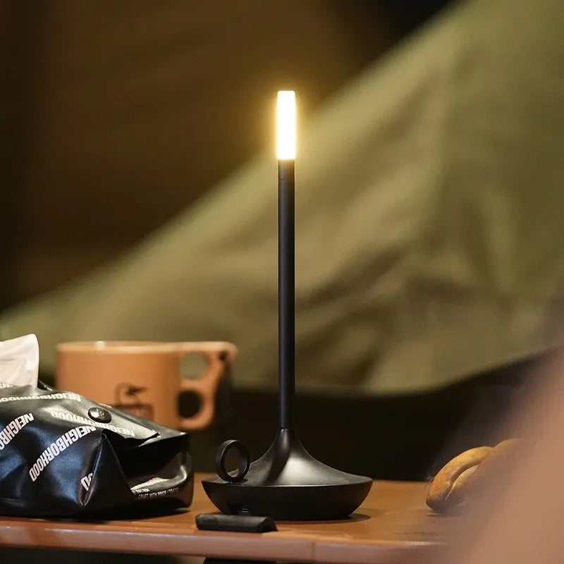 Rechargeable Candle Shaped Touch Table Lamp - Ideal for Camping, Desk, Coffee Restaurant & More - Long Battery LED Light with 3 Stages of Lighting