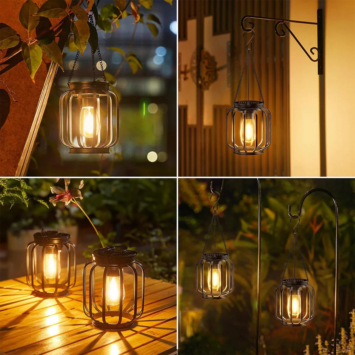 Durable Waterproof LED Solar Lantern – Outdoor Hanging Garden Light for All-Night Lighting