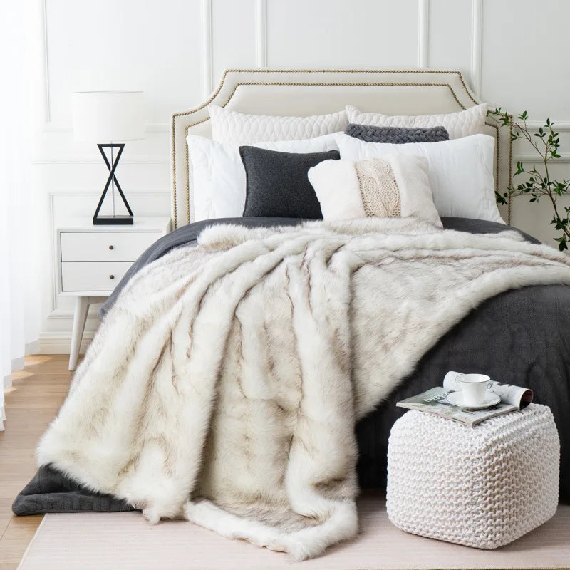 Luxury Fox Faux Fur Throw Blanket | Soft Plush Decorative Blanket