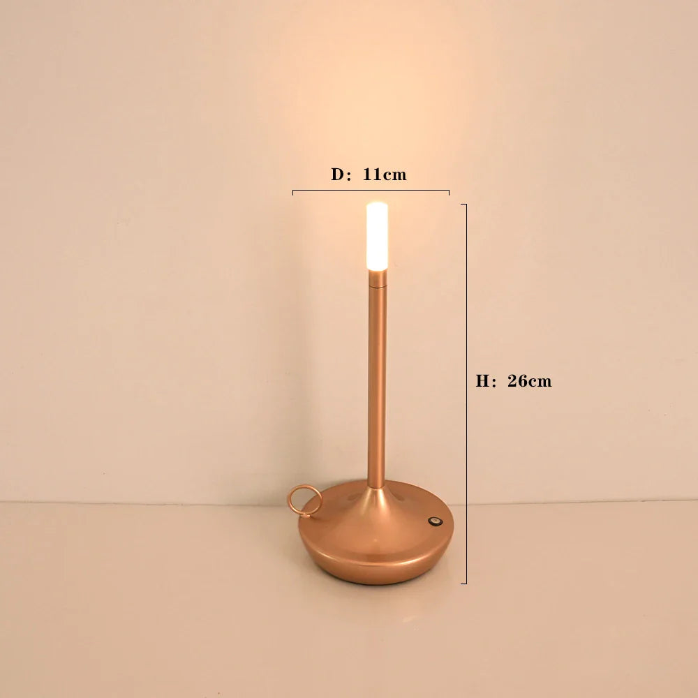 Rechargeable Candle Shaped Touch Table Lamp - Ideal for Camping, Desk, Coffee Restaurant & More - Long Battery LED Light with 3 Stages of Lighting