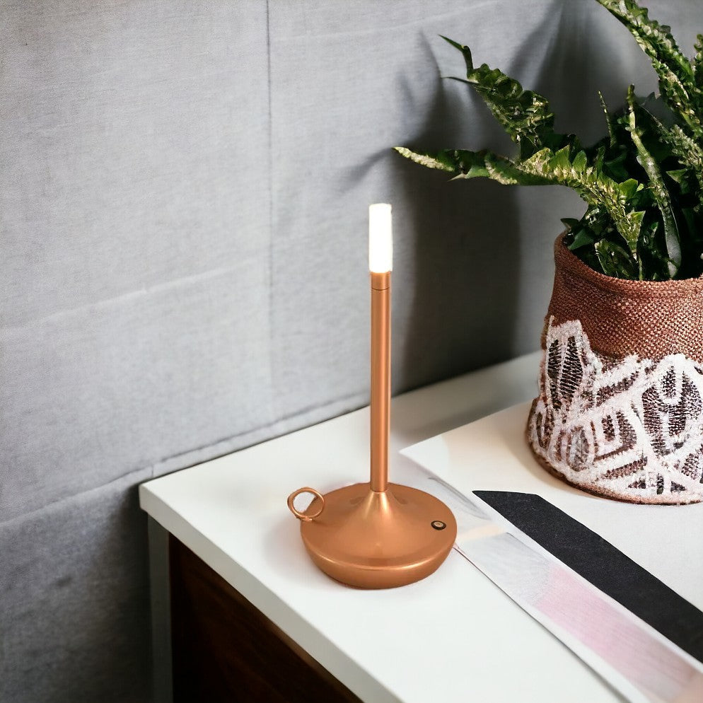 Rechargeable Candle Shaped Touch Table Lamp - Ideal for Camping, Desk, Coffee Restaurant & More - Long Battery LED Light with 3 Stages of Lighting