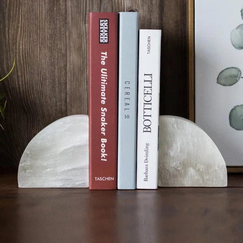 White Onyx Bookend | Natural Stone Decorative Book Holder