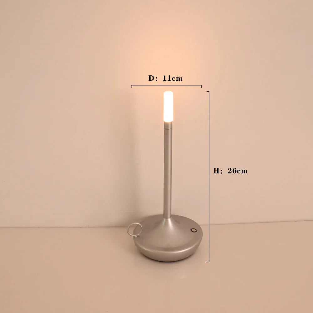 Rechargeable Candle Shaped Touch Table Lamp - Ideal for Camping, Desk, Coffee Restaurant & More - Long Battery LED Light with 3 Stages of Lighting
