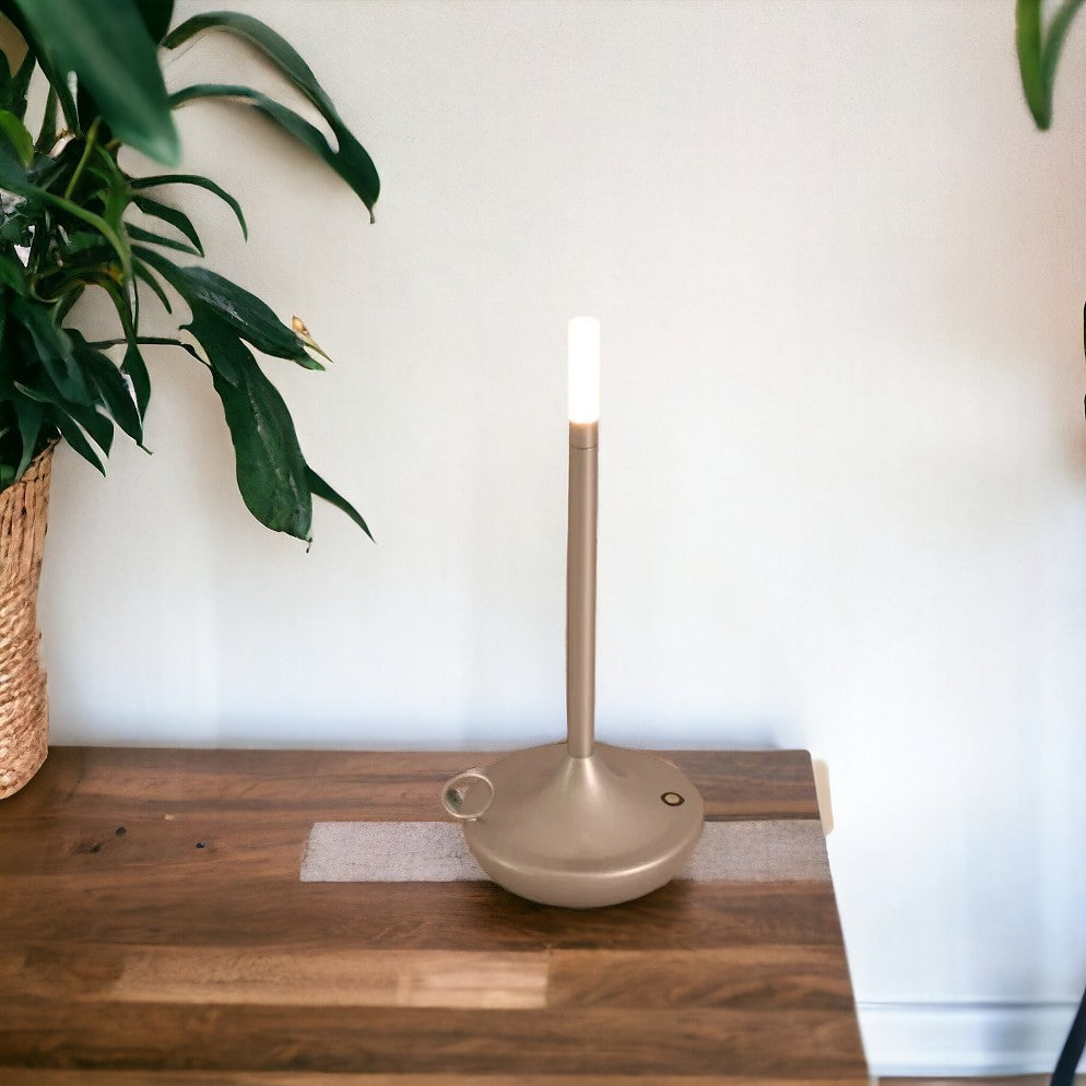 Rechargeable Candle Shaped Touch Table Lamp - Ideal for Camping, Desk, Coffee Restaurant & More - Long Battery LED Light with 3 Stages of Lighting