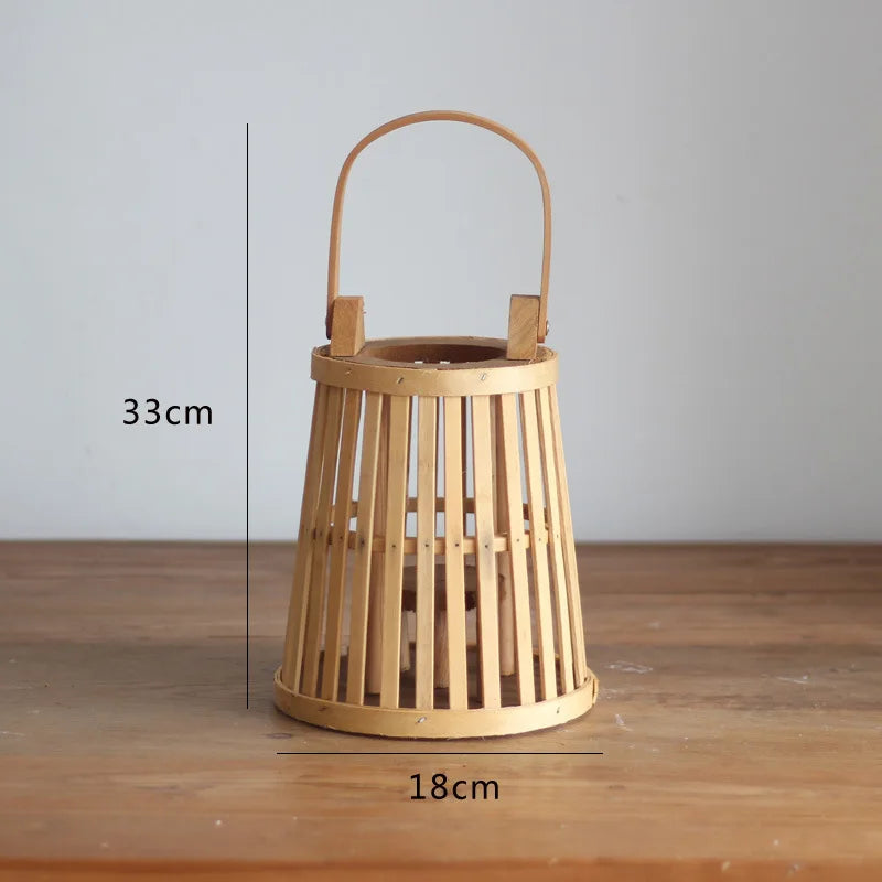 Bamboo Rattan LED Candle Lantern | Flameless Candle Holder for Indoor & Outdoor Home Décor