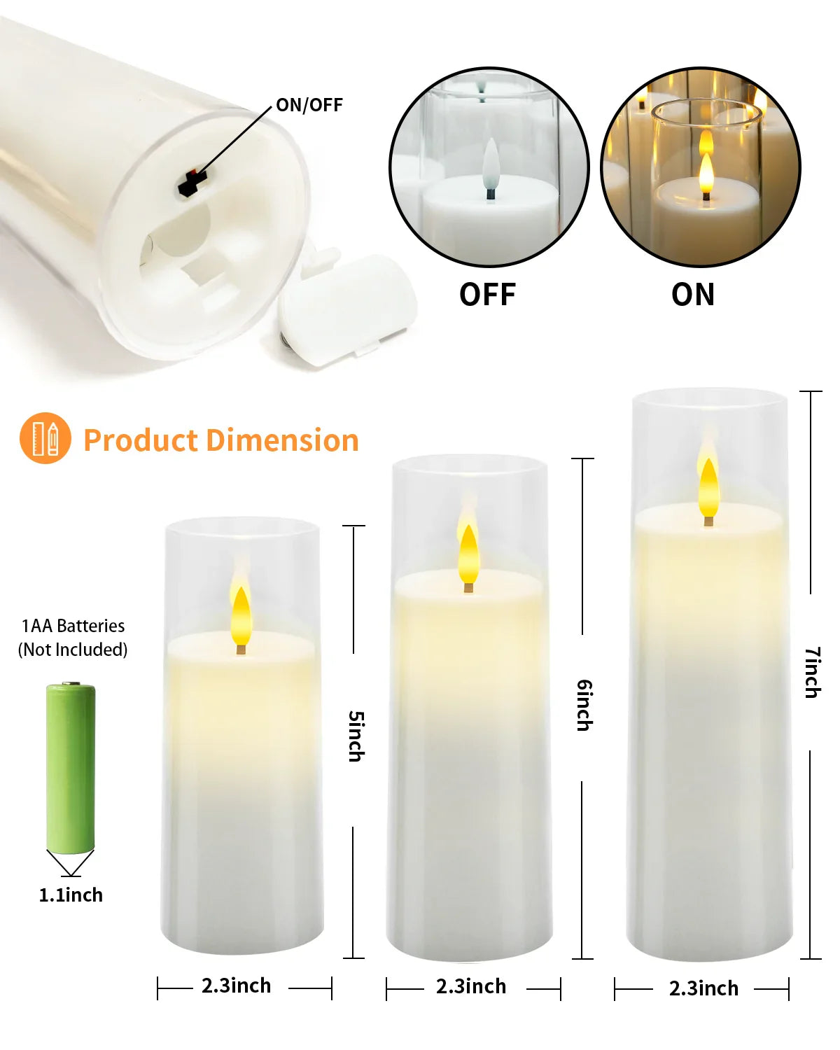 Flameless LED Candle Set of 9 | Realistic Flickering Acrylic Candles with Remote Control & Timer