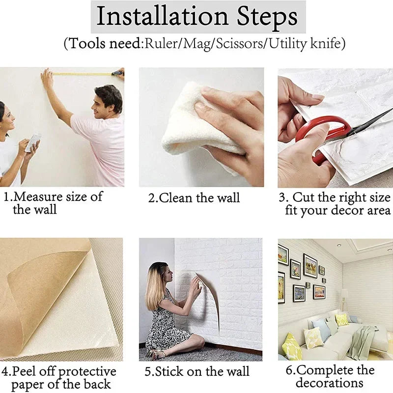 3D Brick Peel and Stick Wallpaper – Realistic Textured Wall Panels (DIY)