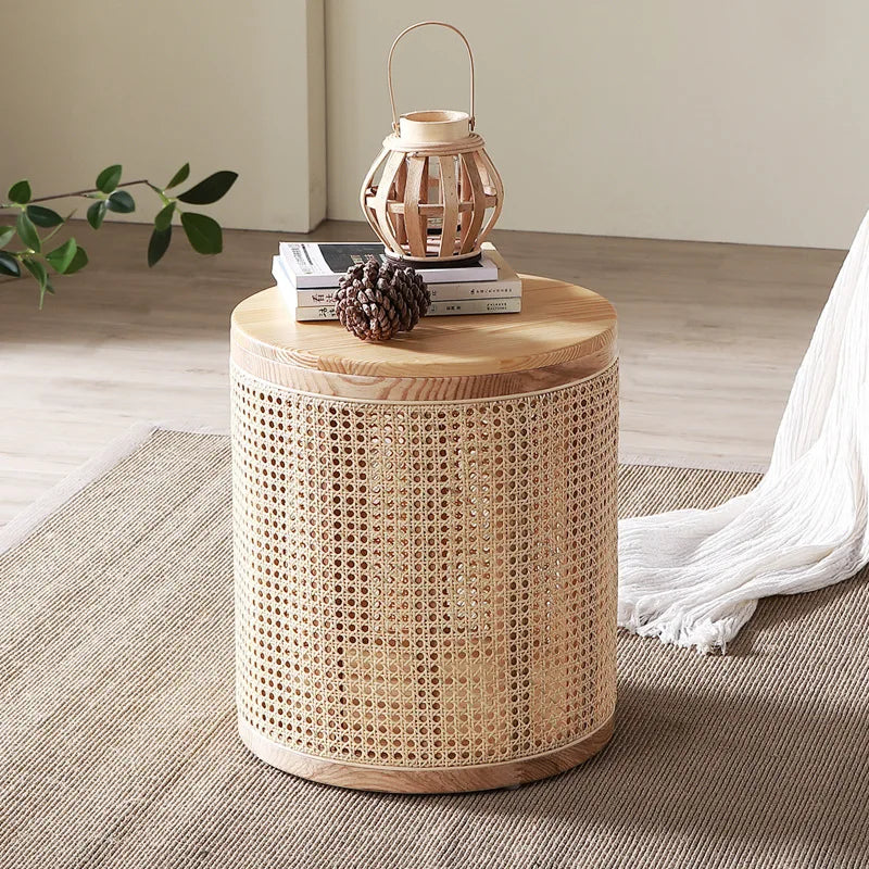 Small Wooden End Table with Storage Drawer and Open Shelf