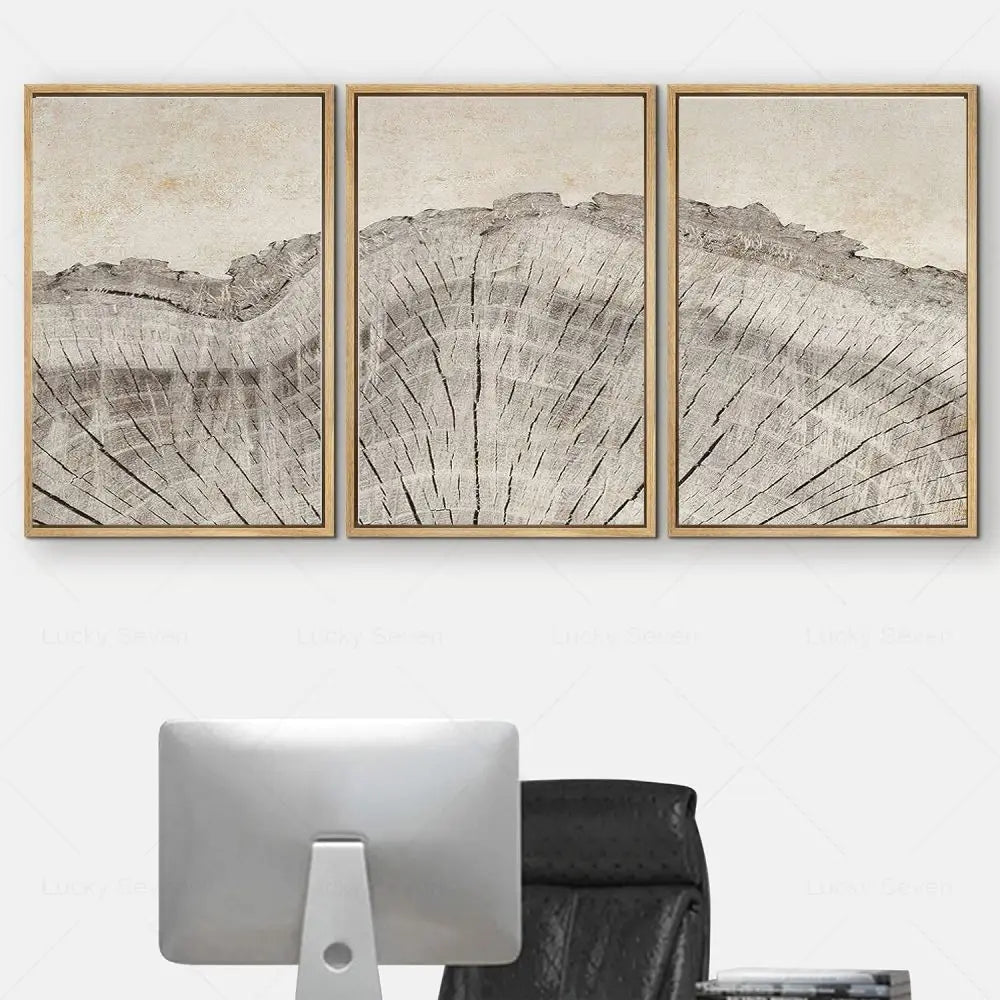 Tree Rings Abstract Canvas Wall Art | Modern Nature-Inspired Painting