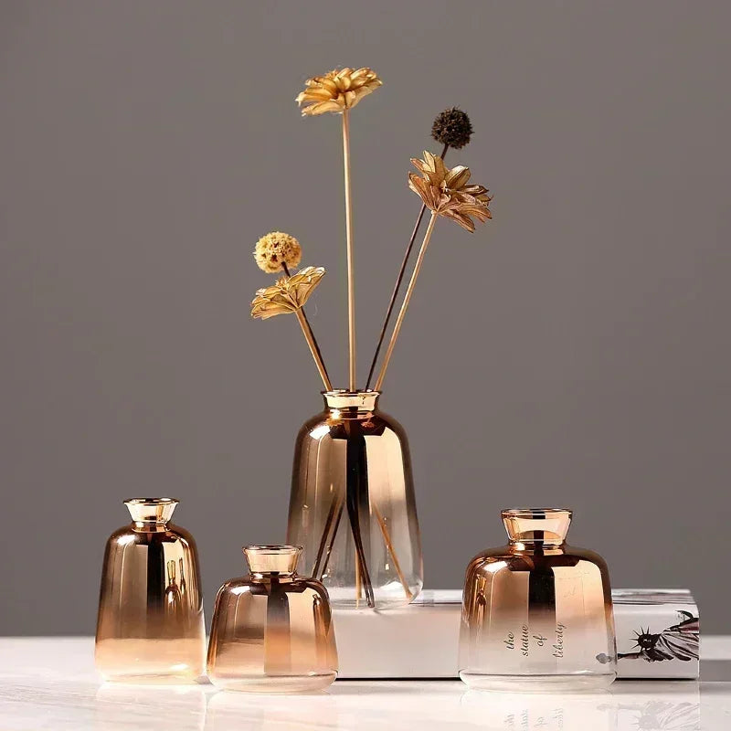 Glass Floor Vase - Modern Gradient Decorative Accent for Living Room & Entryway