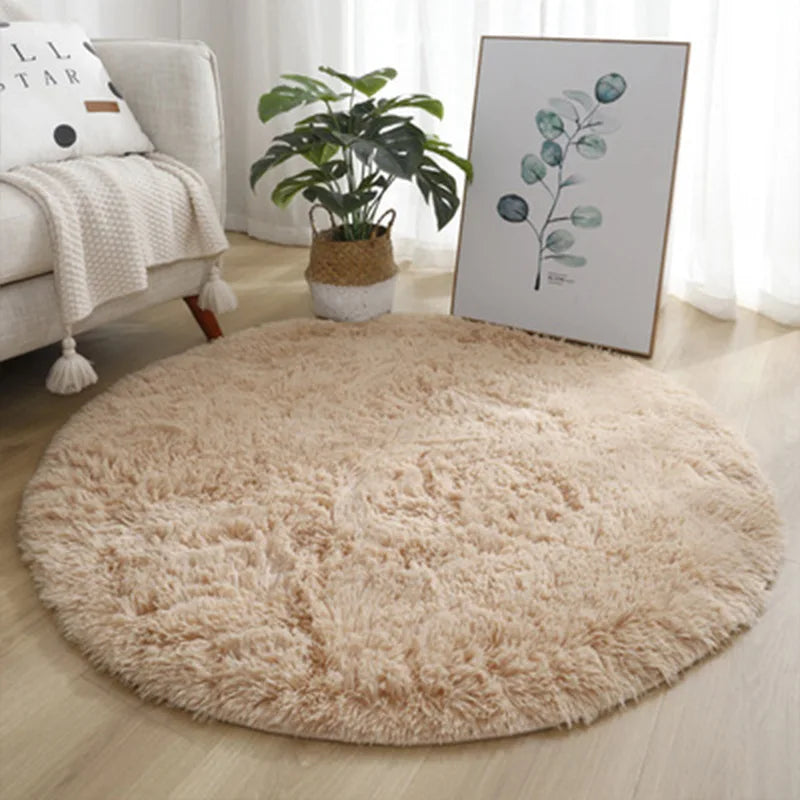 Super Soft Round Statement Rug - Cozy Modern Accent Carpet
