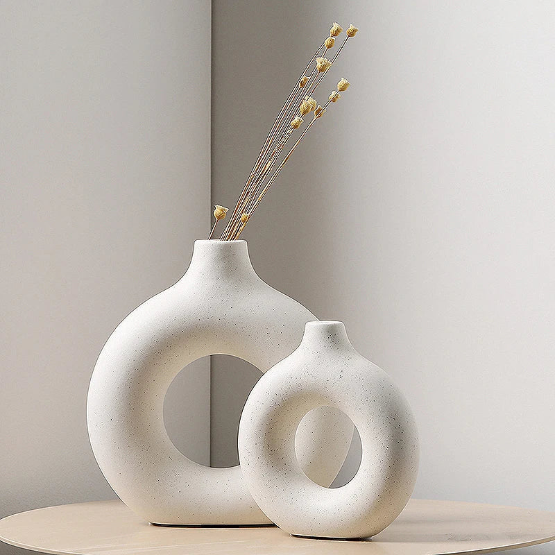 Halo Vase 2-Piece Set | Modern Ceramic Decorative Vases for Home Decor