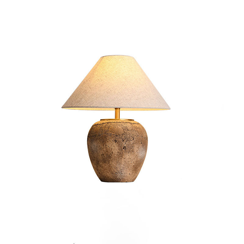 Ceramic Table Lamp with Fabric Shade | Modern Shabby Chic Bedside Lamp