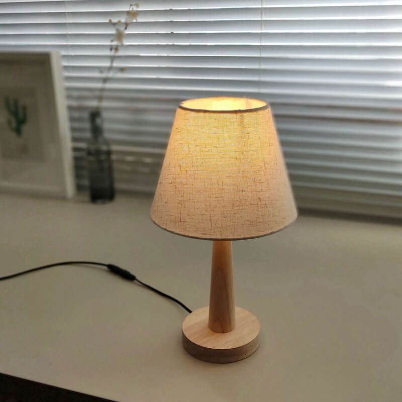 Nordic Solid Wood Cone Table Lamp