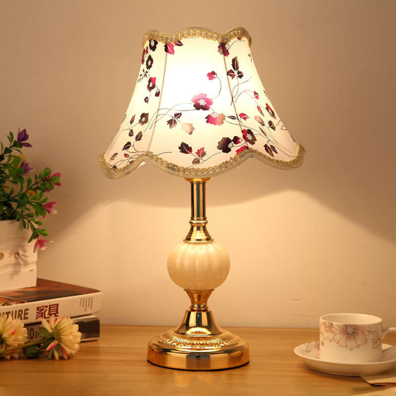 Nordic Vintage Table Lamp | Elegant Fabric Shade Bedside Lamp