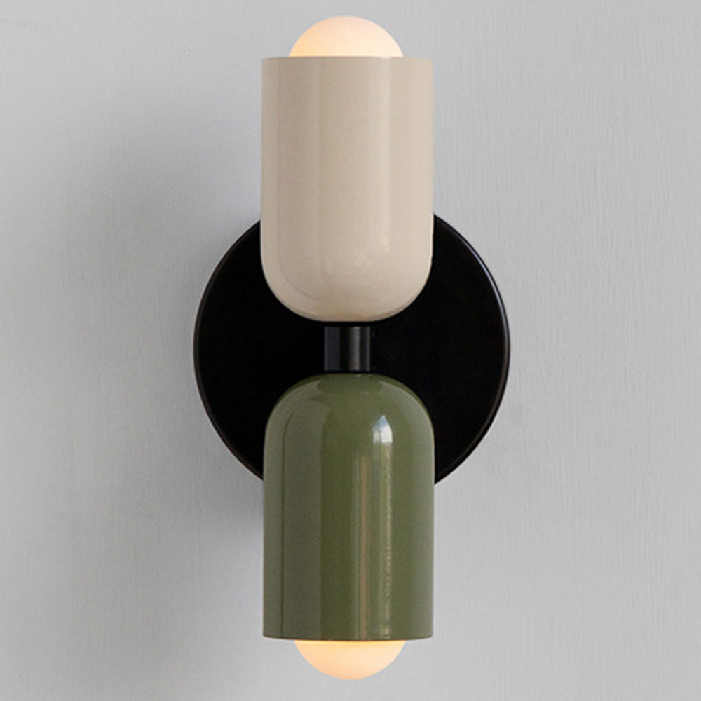 Modern Dual-Shade Wall Sconce | Black & Terracotta Color Block Fixture