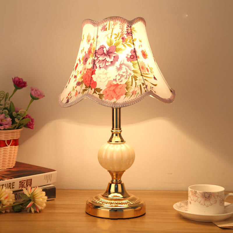Nordic Vintage Table Lamp | Elegant Fabric Shade Bedside Lamp