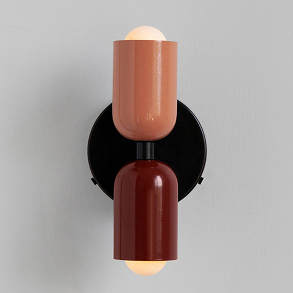 Modern Dual-Shade Wall Sconce | Black & Terracotta Color Block Fixture