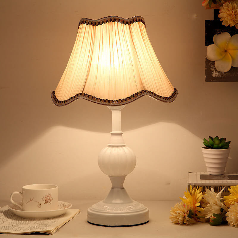 Nordic Vintage Table Lamp | Elegant Fabric Shade Bedside Lamp