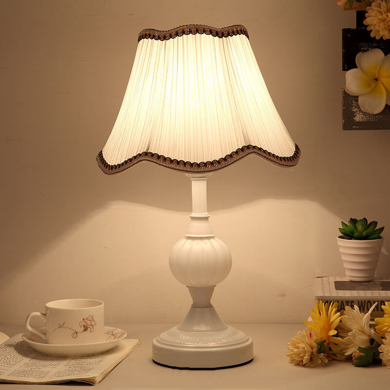 Nordic Vintage Table Lamp | Elegant Fabric Shade Bedside Lamp