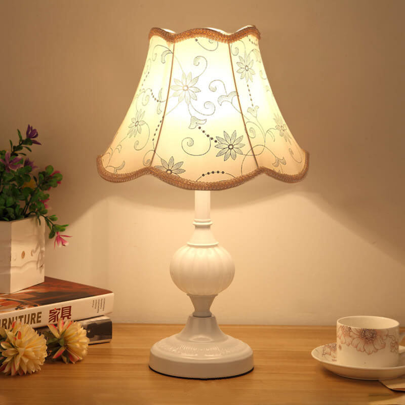 Nordic Vintage Table Lamp | Elegant Fabric Shade Bedside Lamp
