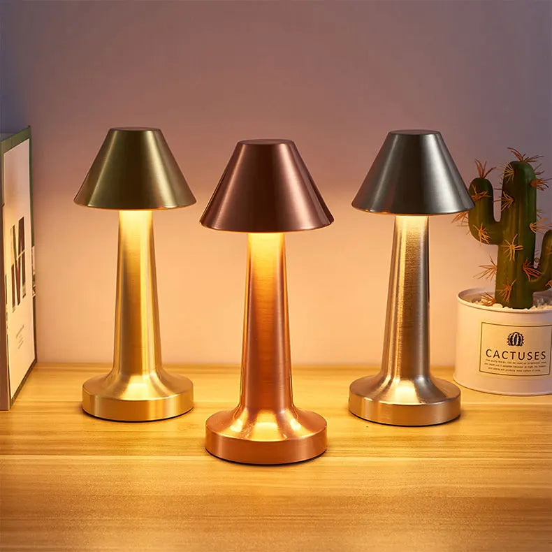 Retro LED Table Lamp - Rechargeable, Touch Sensor, Wireless Night Light for Bar & Coffee Table - Ideal for Restaurant and Living Room Decor Lighting