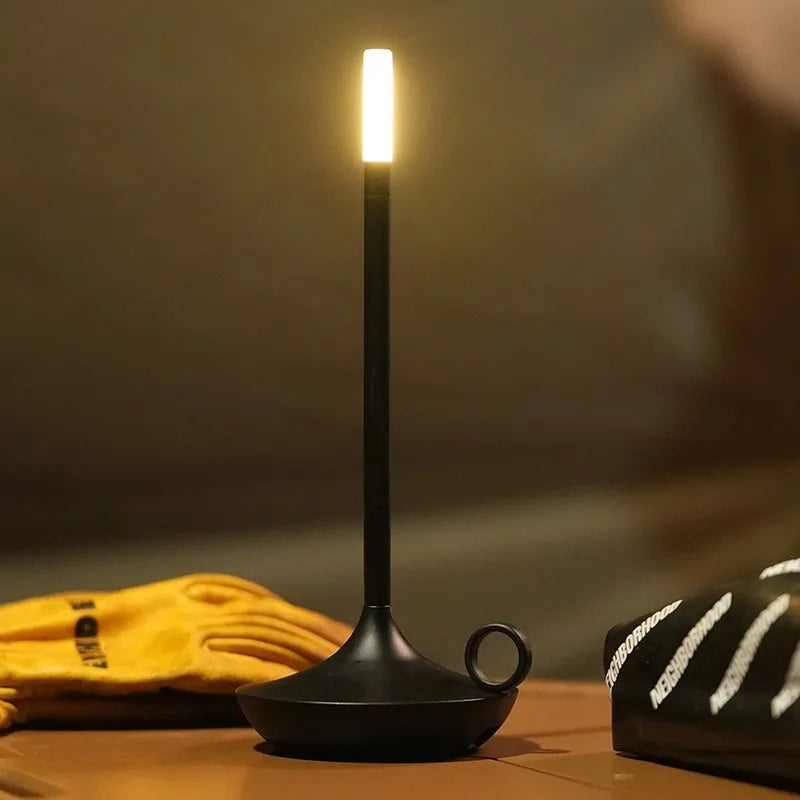 Rechargeable Candle Shaped Touch Table Lamp - Ideal for Camping, Desk, Coffee Restaurant & More - Long Battery LED Light with 3 Stages of Lighting