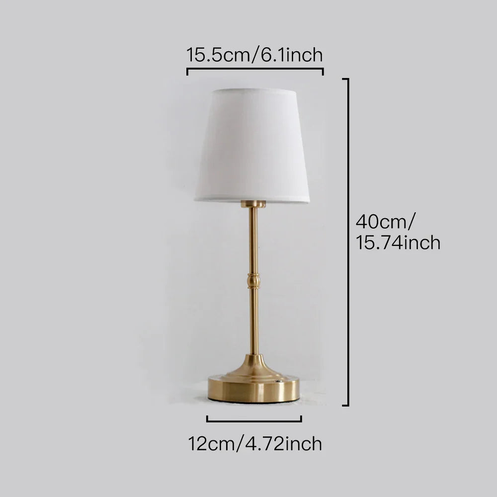 Modern Gold Table Lamp Set - Dimmable Bedside Lamps with Fabric Shade