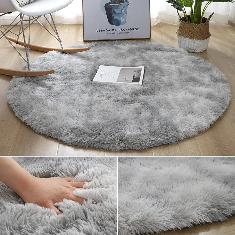 Super Soft Round Statement Rug - Cozy Modern Accent Carpet