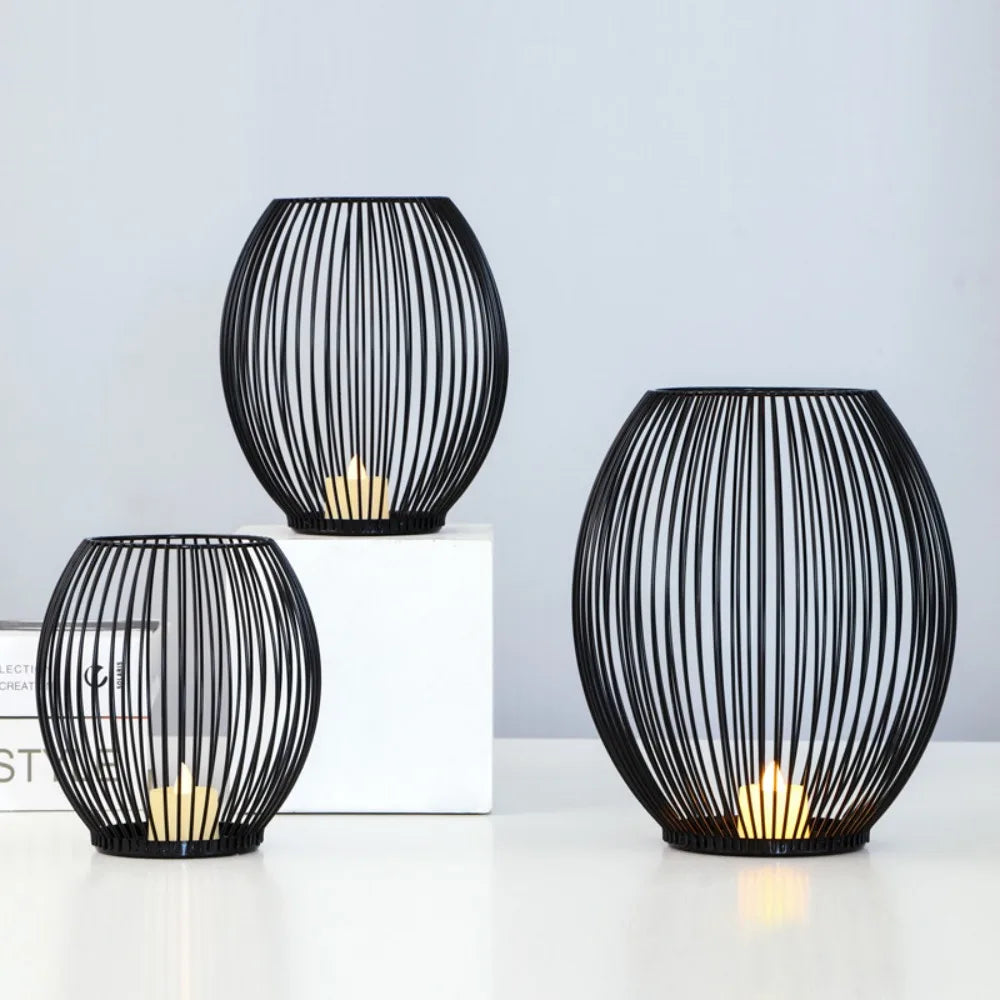 Modern Iron Candle Stand | Black Metal Candle Holder