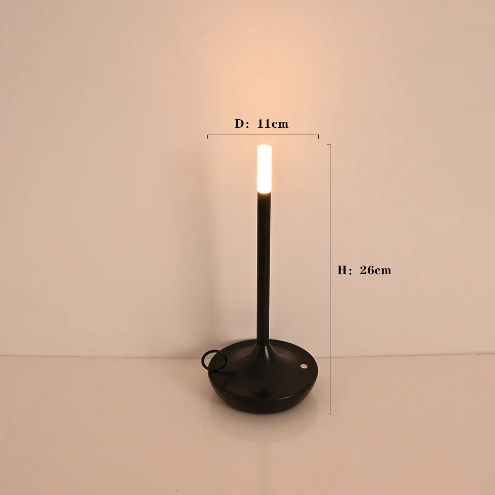 Rechargeable Candle Shaped Touch Table Lamp - Ideal for Camping, Desk, Coffee Restaurant & More - Long Battery LED Light with 3 Stages of Lighting
