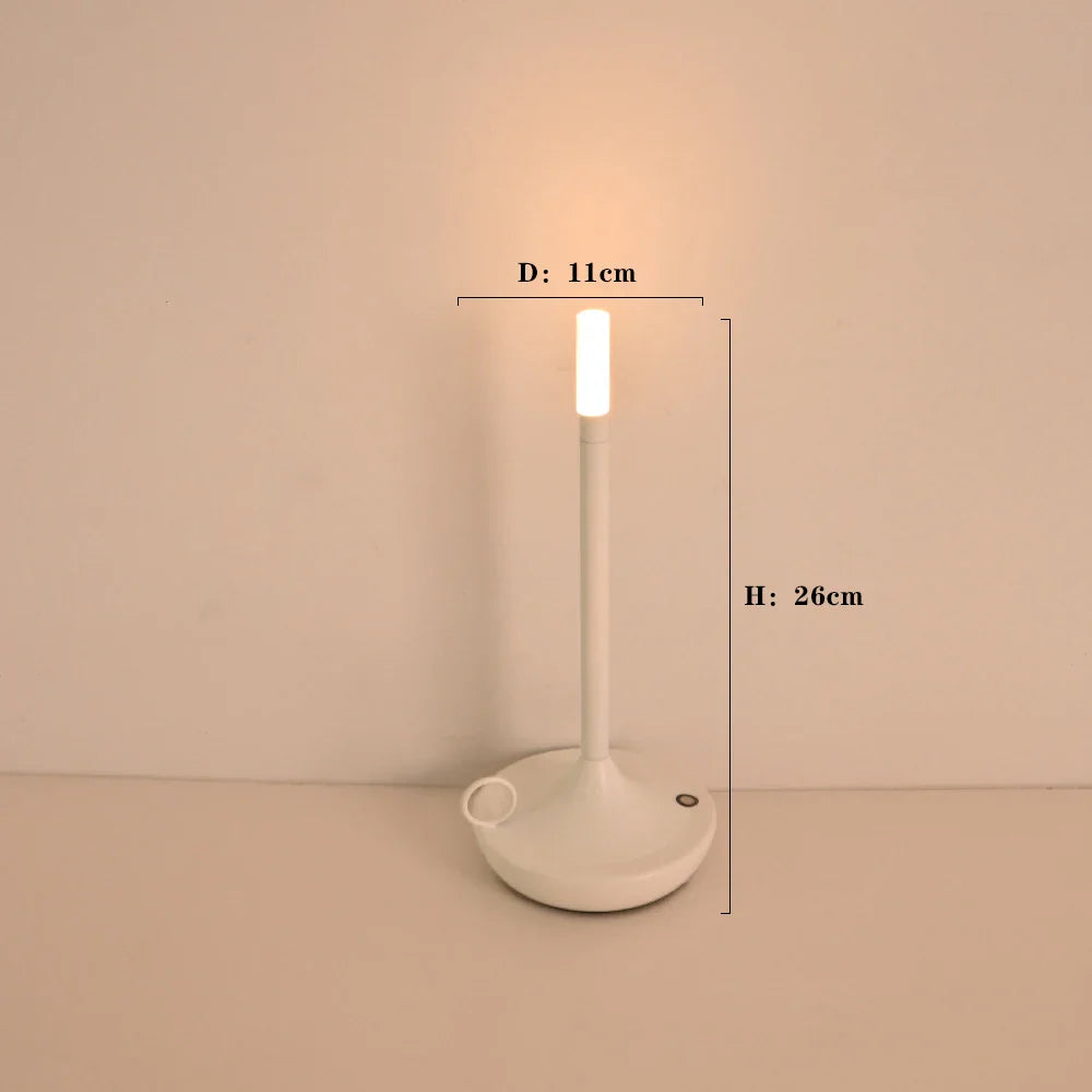 Rechargeable Candle Shaped Touch Table Lamp - Ideal for Camping, Desk, Coffee Restaurant & More - Long Battery LED Light with 3 Stages of Lighting