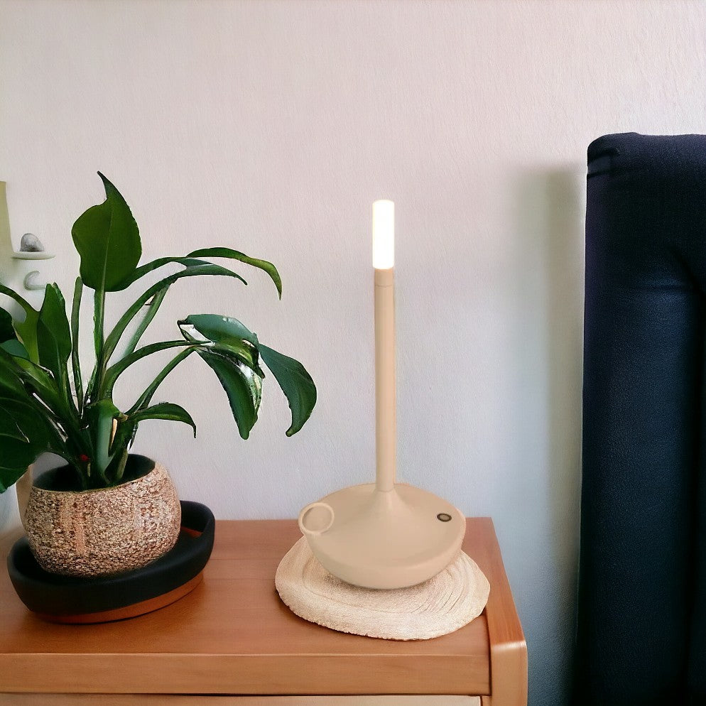 Rechargeable Candle Shaped Touch Table Lamp - Ideal for Camping, Desk, Coffee Restaurant & More - Long Battery LED Light with 3 Stages of Lighting