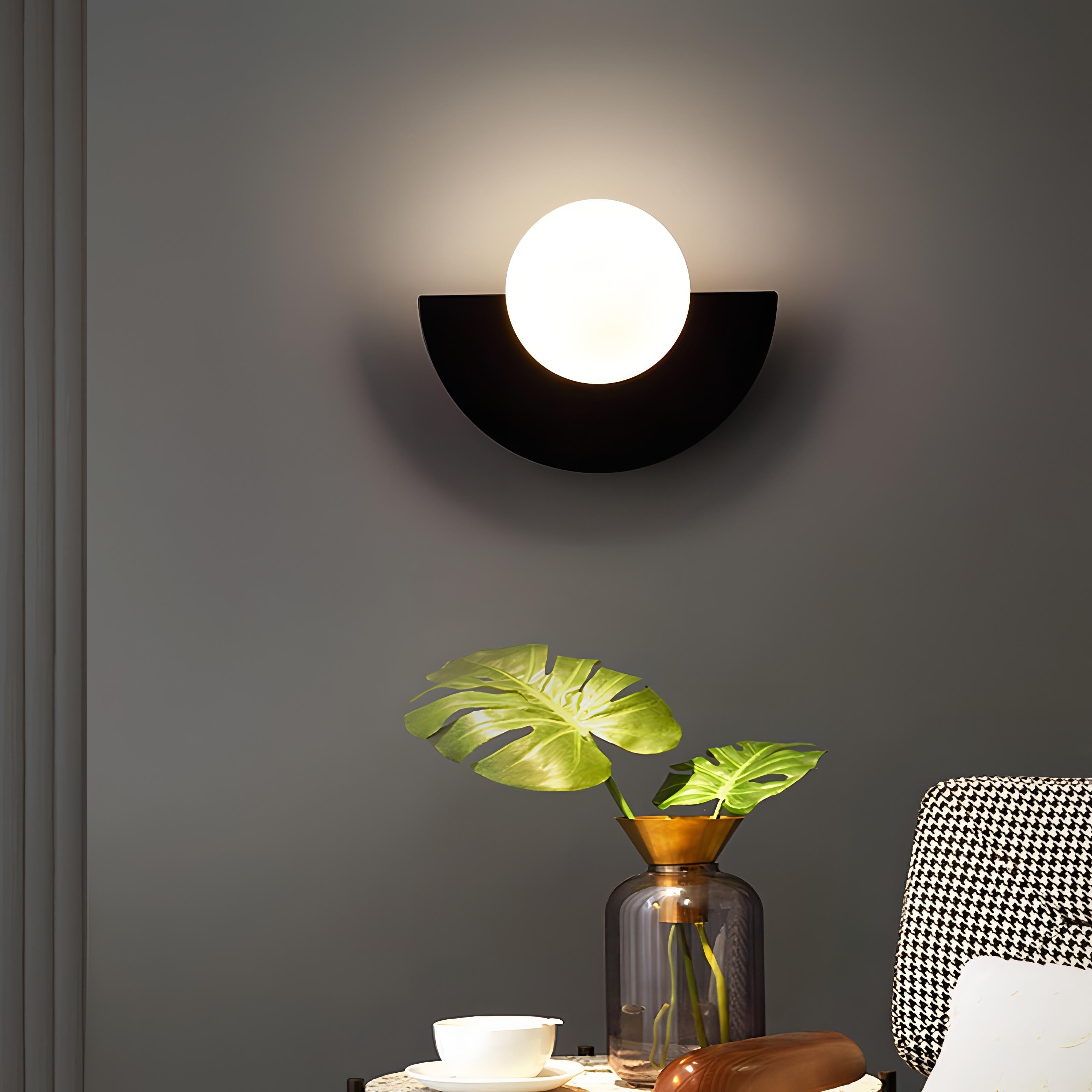Everest Nordic Minimalist Half-Round Wall Sconce - Geometric LED Accent Light