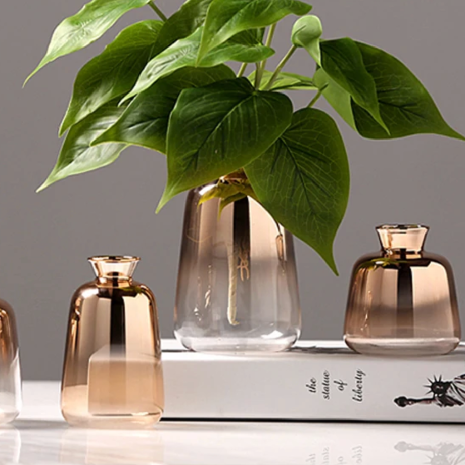 Glass Floor Vase - Modern Gradient Decorative Accent for Living Room & Entryway
