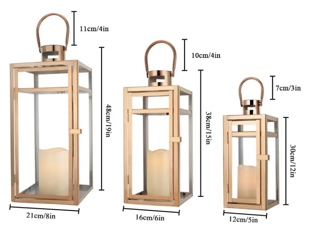 Candle Lanterns 3-Piece Set | Decorative Metal Lanterns for  Outdoor Home