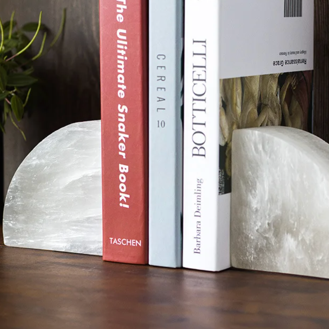 White Onyx Bookend | Natural Stone Decorative Book Holder