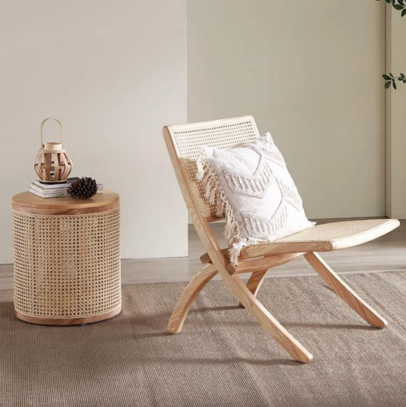 Small Wooden End Table with Storage Drawer and Open Shelf