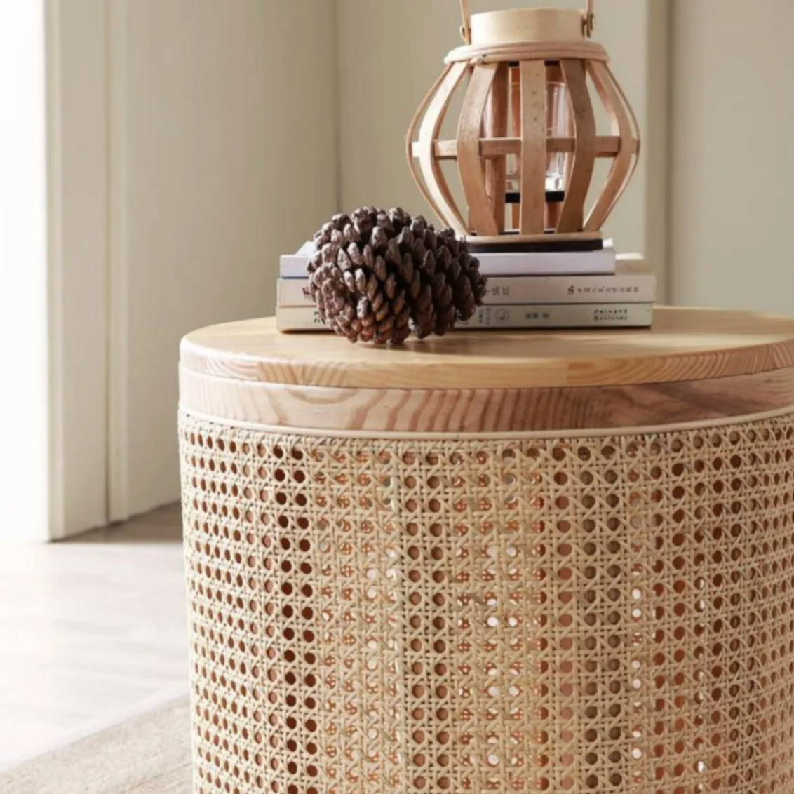 Small Wooden End Table with Storage Drawer and Open Shelf