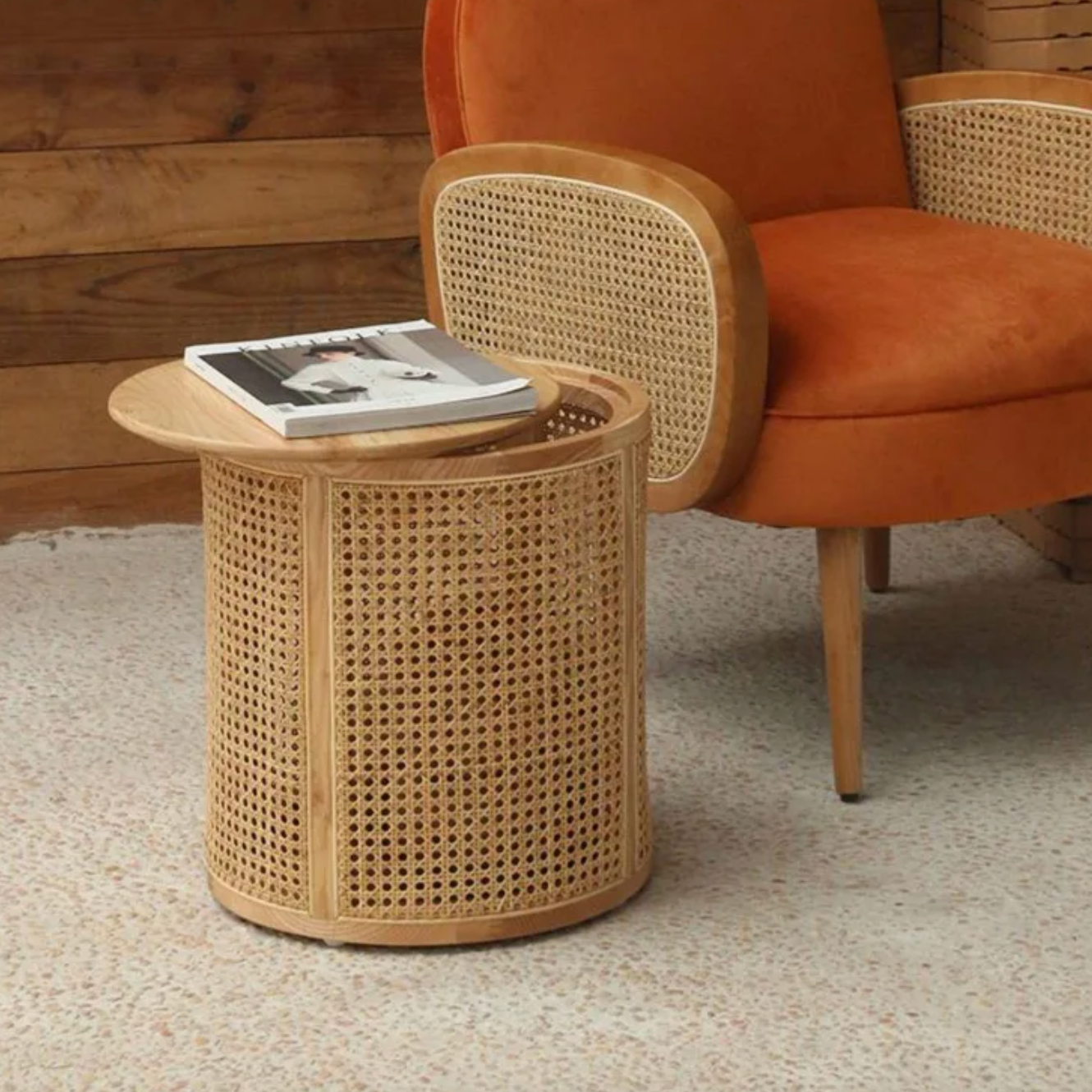 Small Wooden End Table with Storage Drawer and Open Shelf