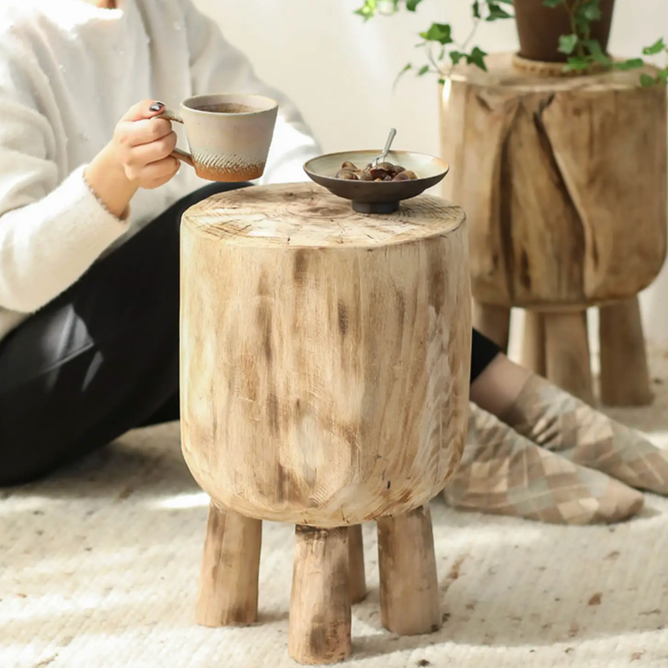 Vintage Wooden Display Stand | Rustic Wood Pedestal