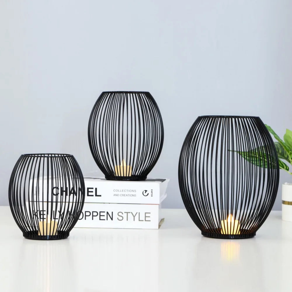 Modern Iron Candle Stand | Black Metal Candle Holder