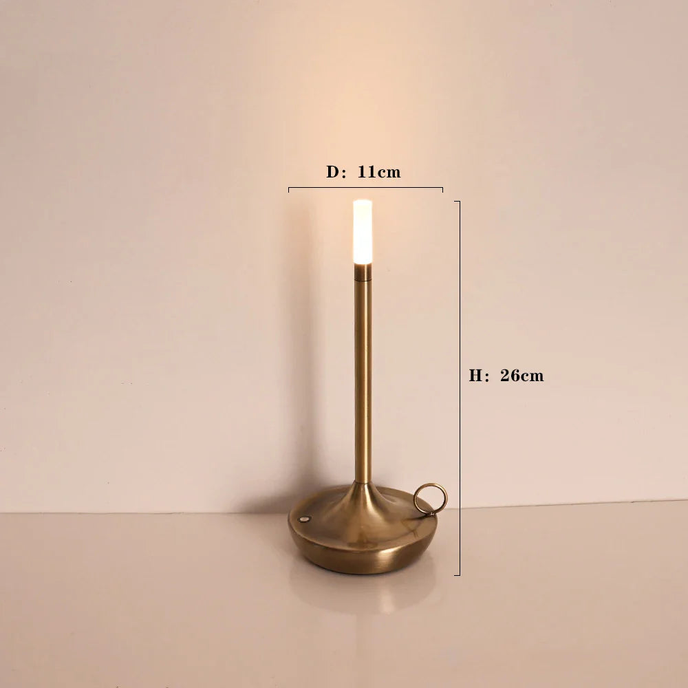 Rechargeable Candle Shaped Touch Table Lamp - Ideal for Camping, Desk, Coffee Restaurant & More - Long Battery LED Light with 3 Stages of Lighting